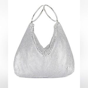 Olga Berg SHAR MESH CONVERTIBLE BAG IN SILVER